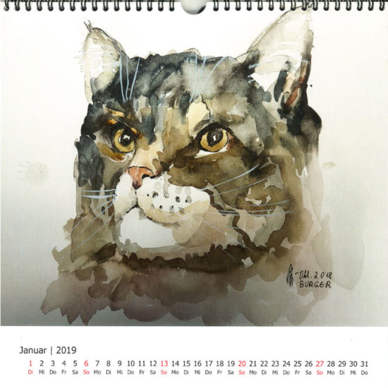 Elfriede-Burger_Malerei_Katzenkalender_1