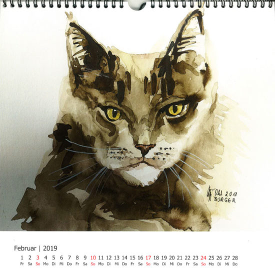 Elfriede-Burger_Malerei_Katzenkalender_2