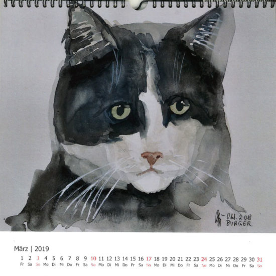 Elfriede-Burger_Malerei_Katzenkalender_3