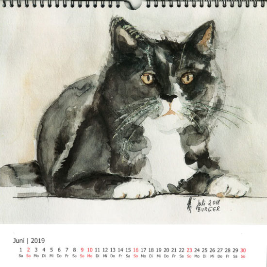 Elfriede-Burger_Malerei_Katzenkalender_6